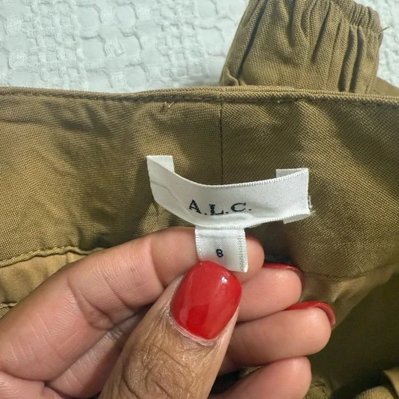 A.L.C. Tan Tie-Waist Trousers - Picture 8 of 12